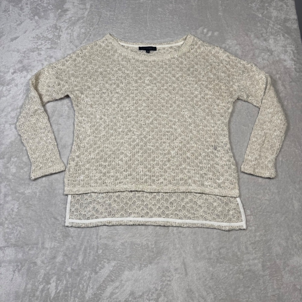 Sanctuary Womens Loose Knit Long Sleeve‎ Sweater Cream S Lightweight